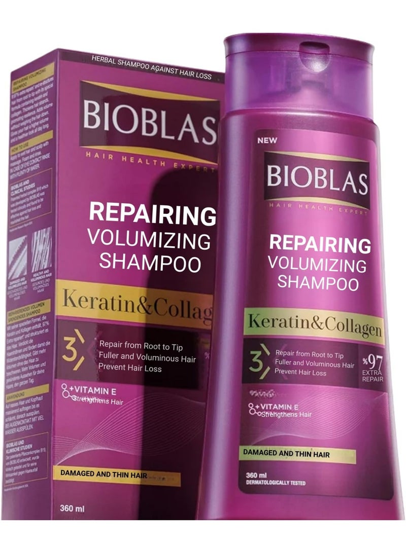 Bioblas Collagen & Keratin Shampoo 360ml for Weak and Damaged Hair, Strengthening & Hair Repair Care - Image 1
